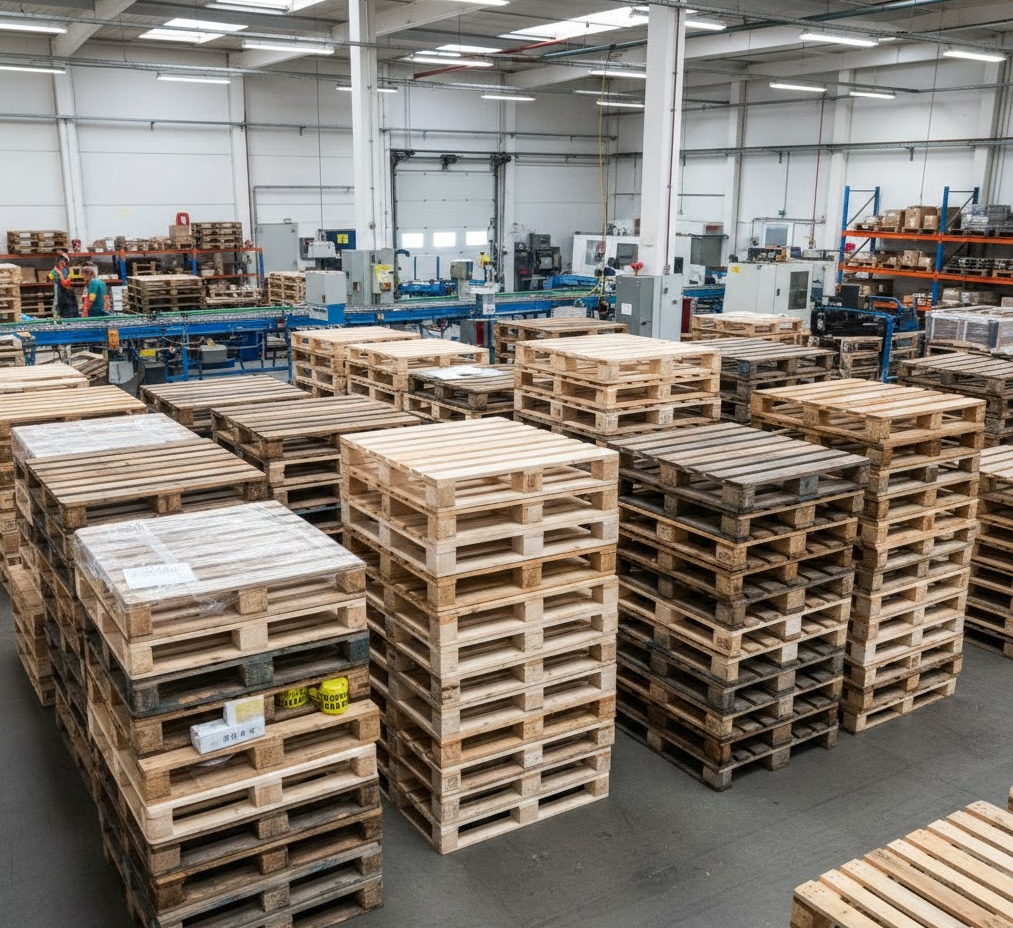 Warehouse with graded pallets
